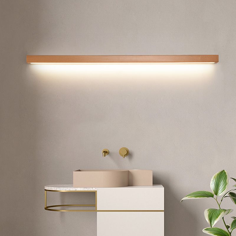 Muto Linear Mirror Wooden Front Vanity Wall Lamp - Neutral Decor