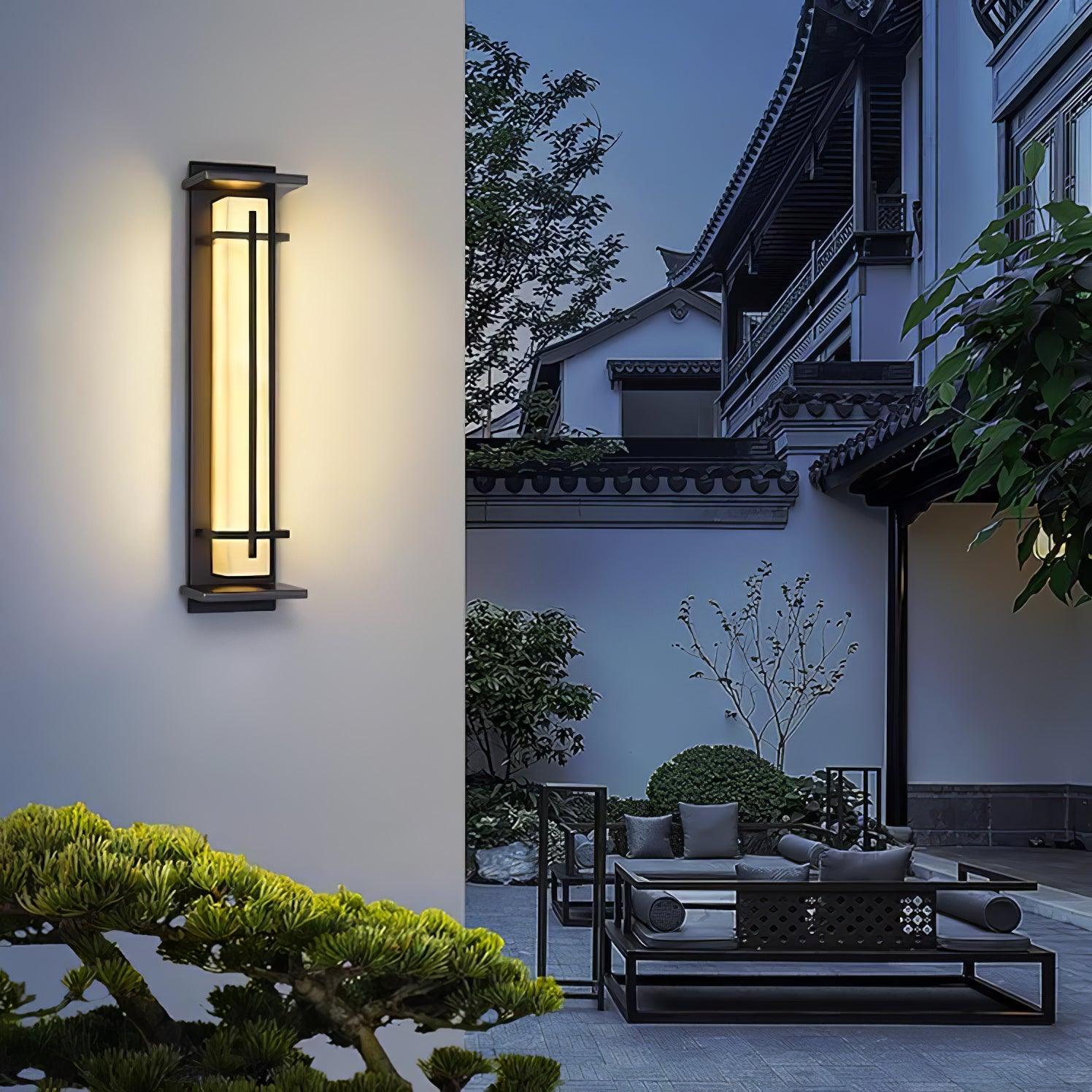 Ray Square Outdoor Wall Light Imitation Alabaster Waterproof - Neutral Decor