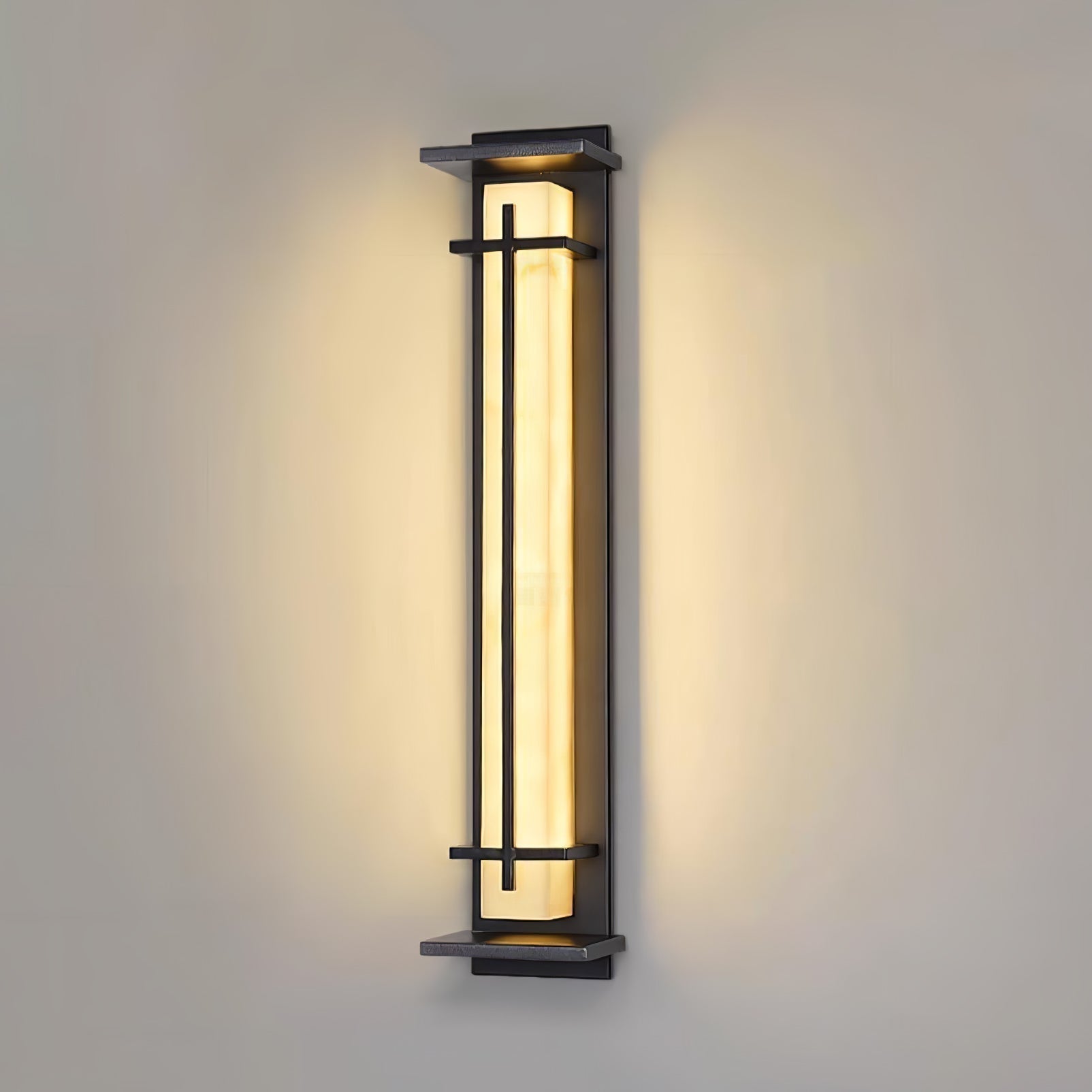 Ray Square Outdoor Wall Light Imitation Alabaster Waterproof - Neutral Decor