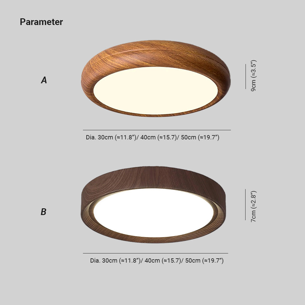 Grena Wood Grain Round Ceiling Light - Neutral Decor