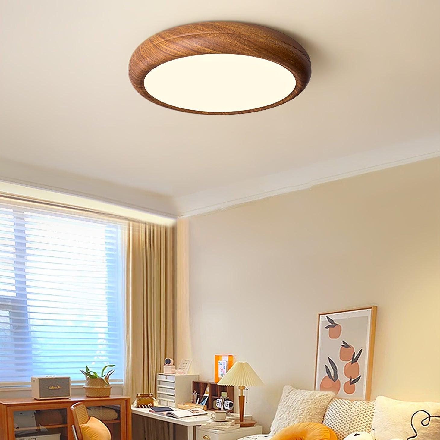 Grena Wood Grain Round Ceiling Light - Neutral Decor
