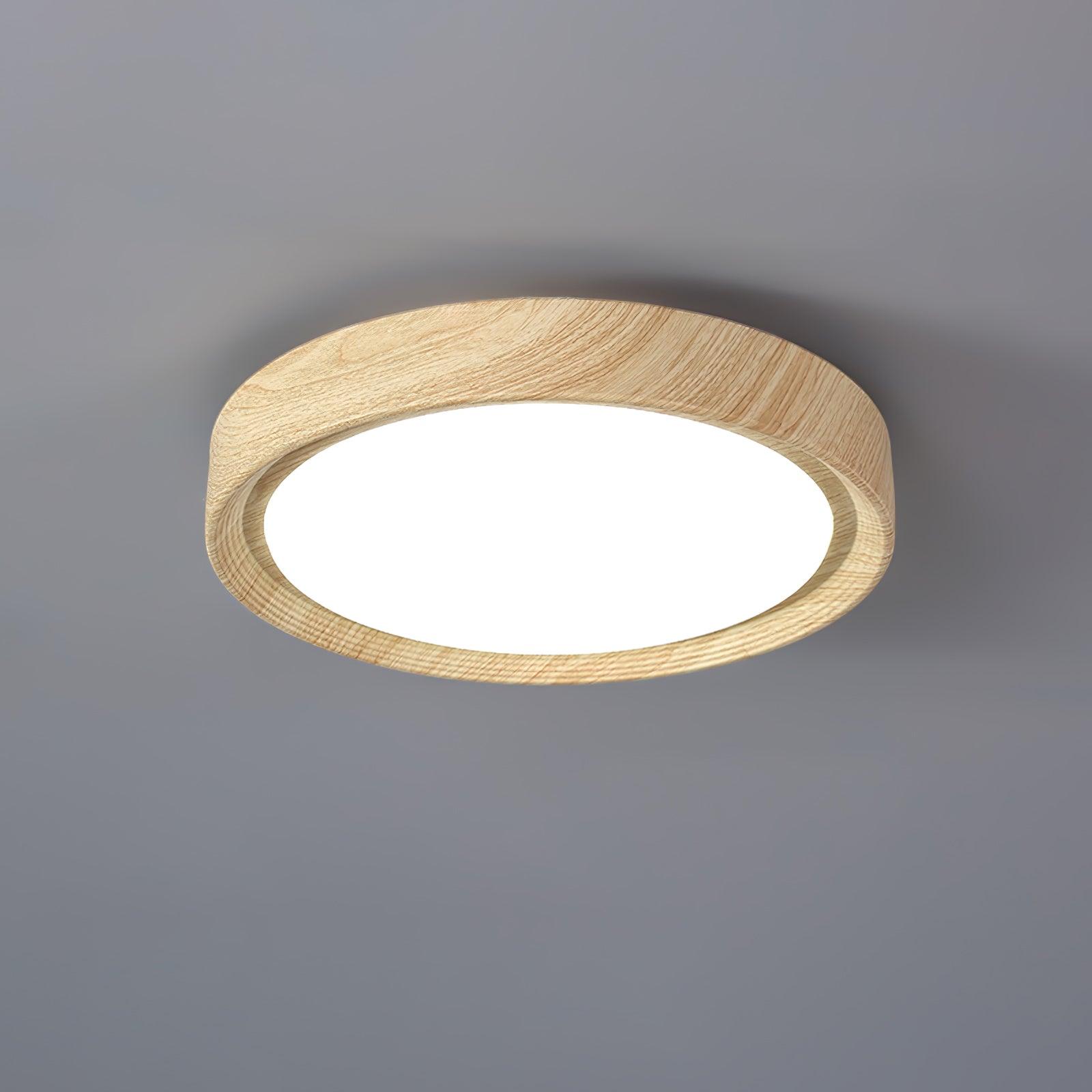 Grena Wood Grain Round Ceiling Light - Neutral Decor
