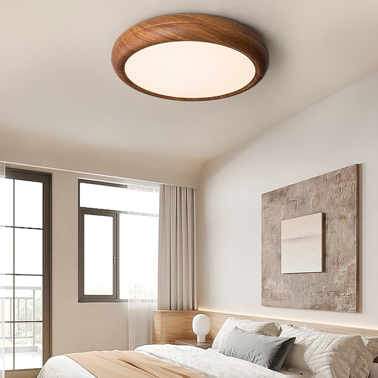 Grena Wood Grain Round Ceiling Light - Neutral Decor