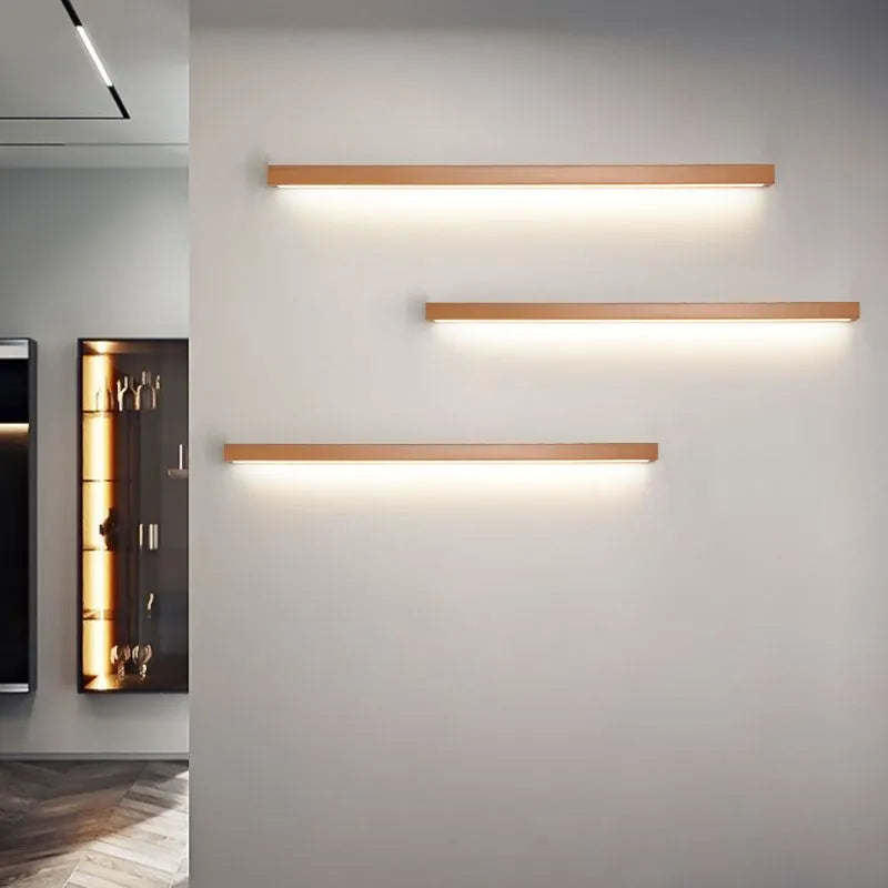 Muto Linear Mirror Wooden Front Vanity Wall Lamp - Neutral Decor