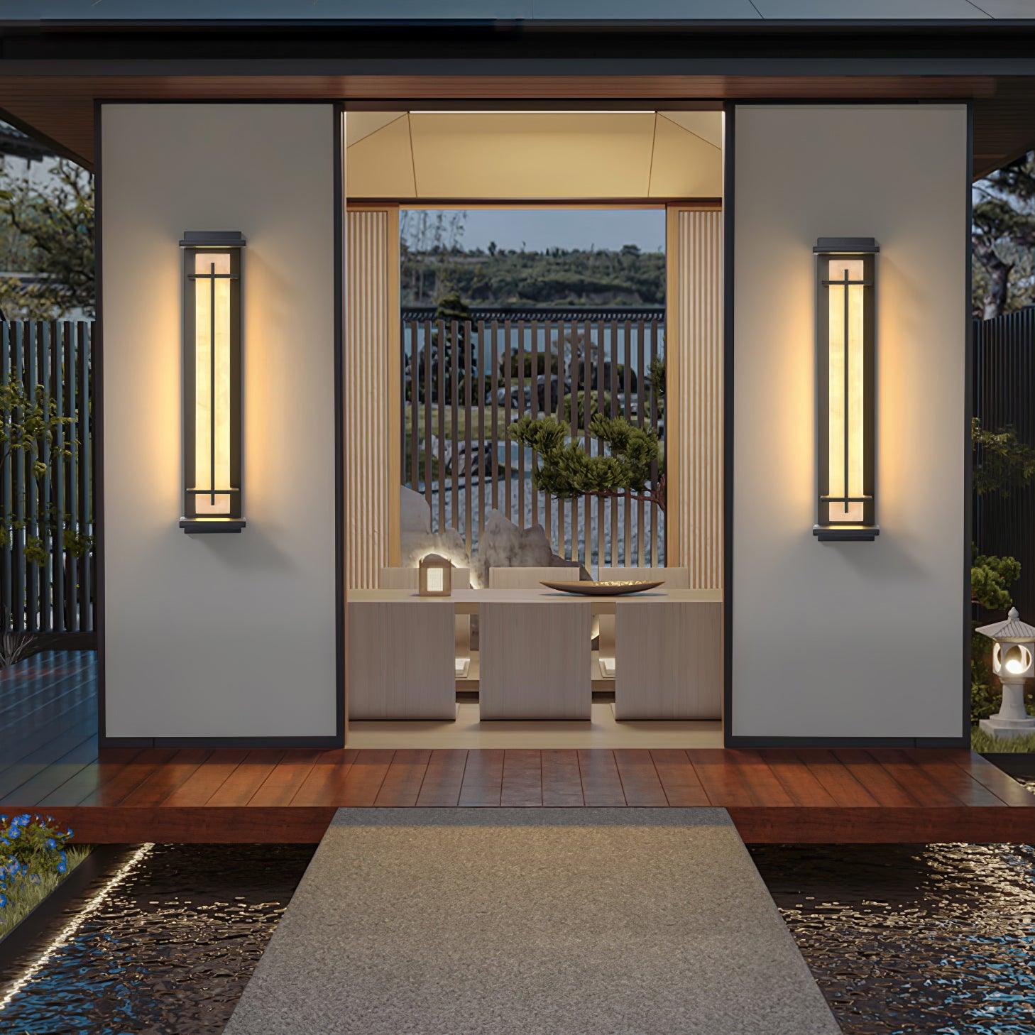 Ray Square Outdoor Wall Light Imitation Alabaster Waterproof - Neutral Decor