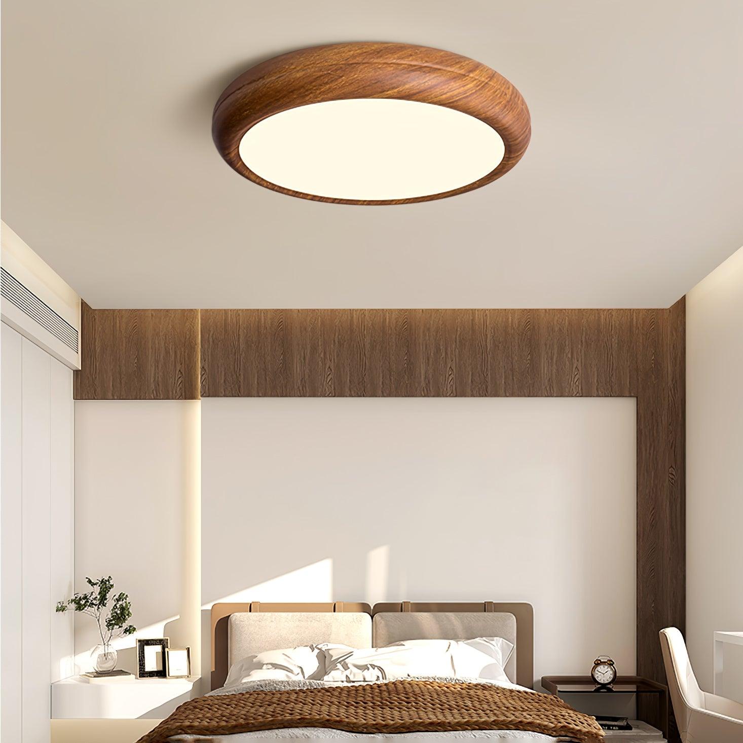 Grena Wood Grain Round Ceiling Light - Neutral Decor