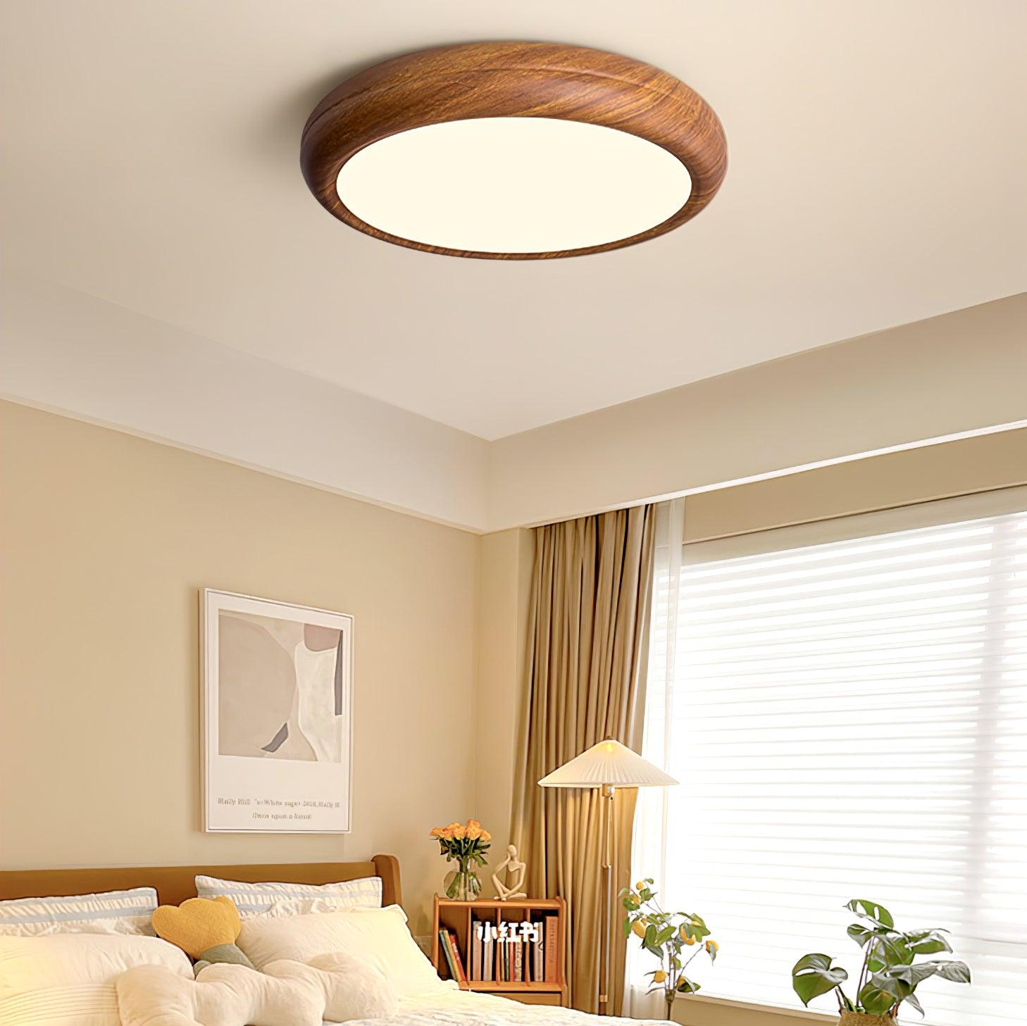Grena Wood Grain Round Ceiling Light - Neutral Decor