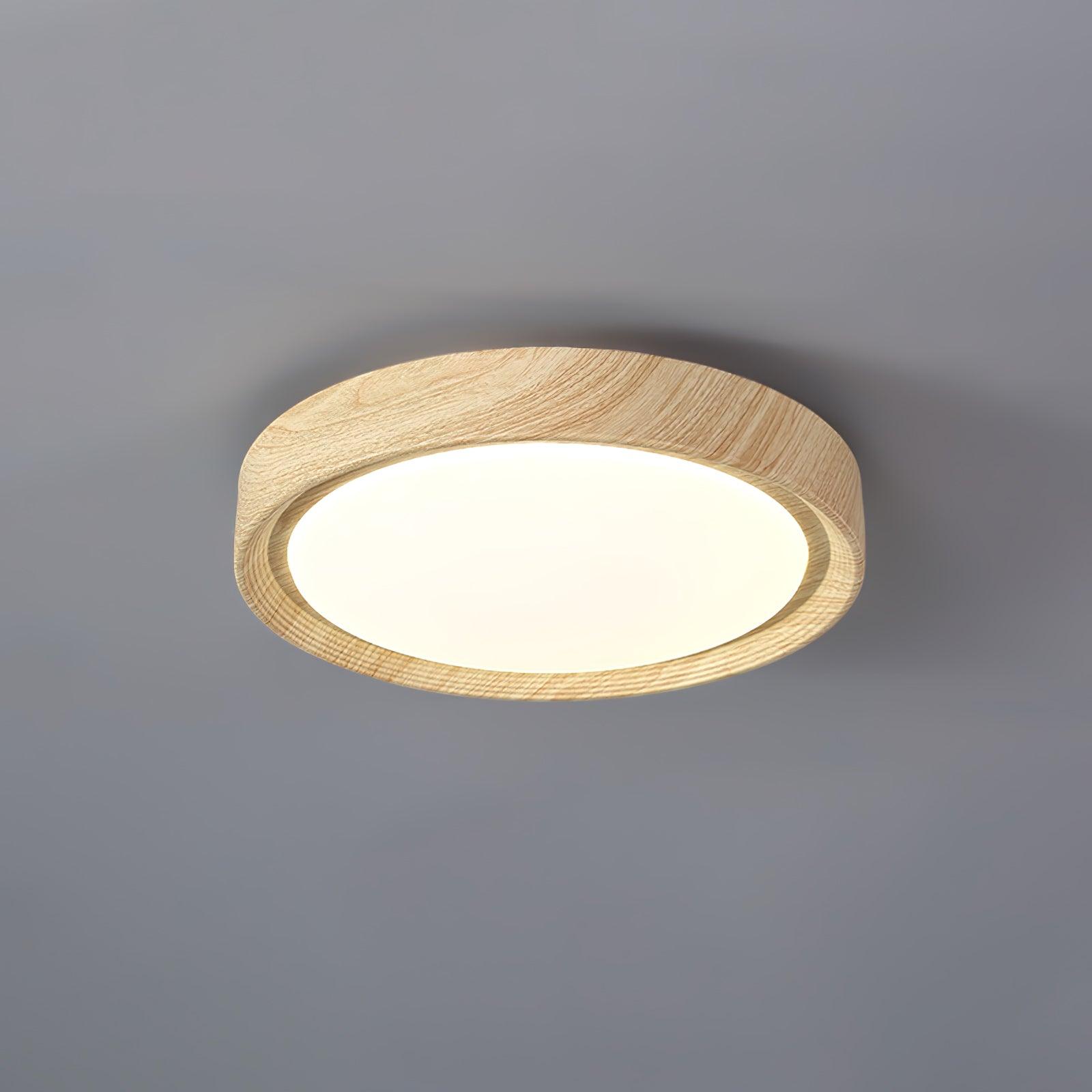 Grena Wood Grain Round Ceiling Light - Neutral Decor