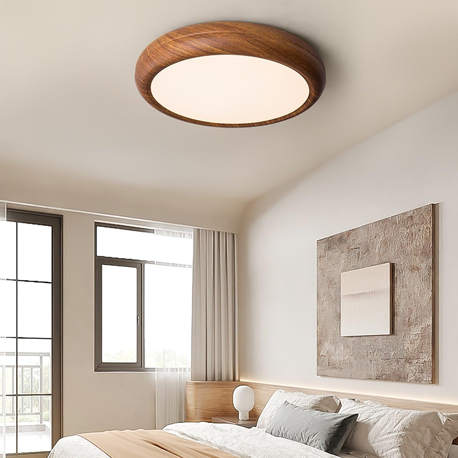 Grena Wood Grain Round Ceiling Light - Neutral Decor