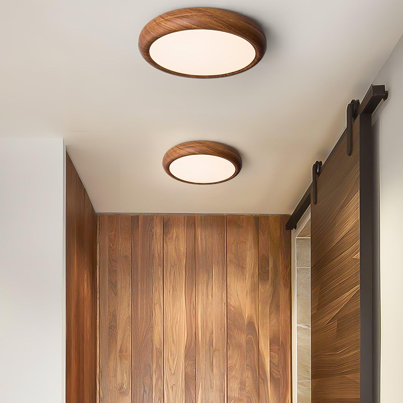 Grena Wood Grain Round Ceiling Light - Neutral Decor