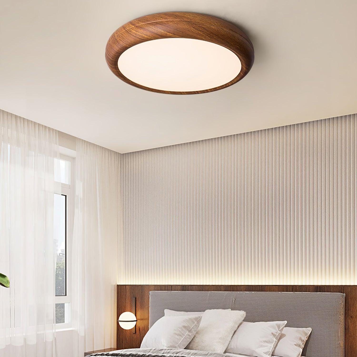 Grena Wood Grain Round Ceiling Light - Neutral Decor