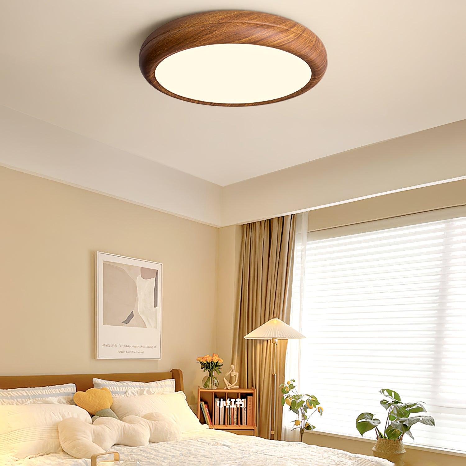 Grena Wood Grain Round Ceiling Light - Neutral Decor