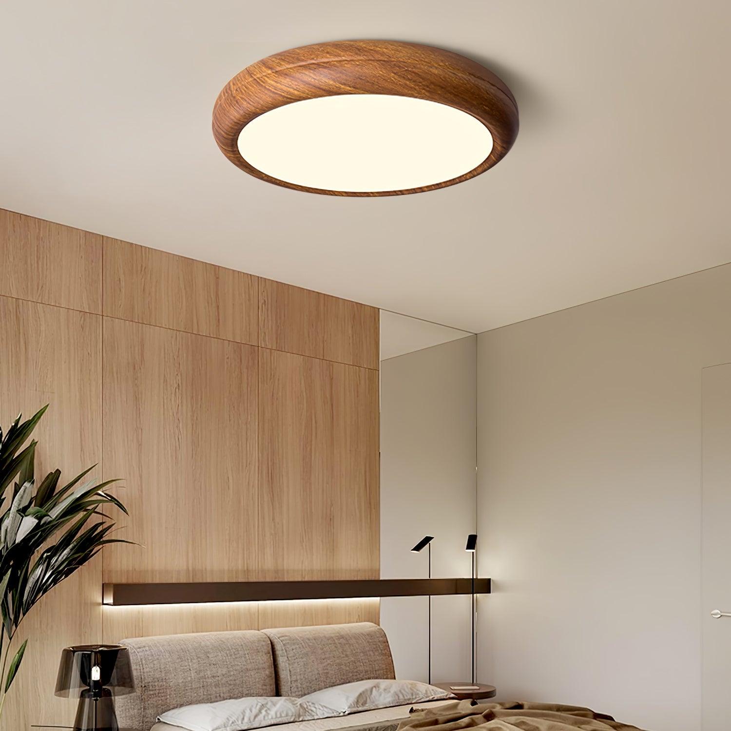 Grena Wood Grain Round Ceiling Light - Neutral Decor