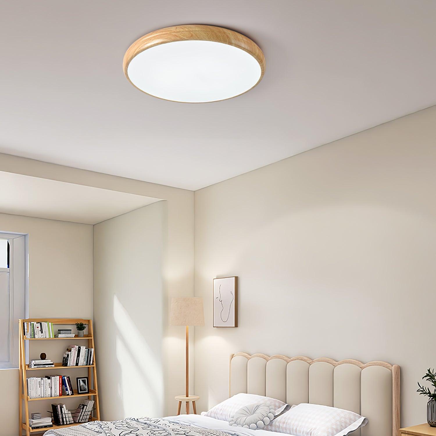 Grena Wood Grain Round Ceiling Light - Neutral Decor