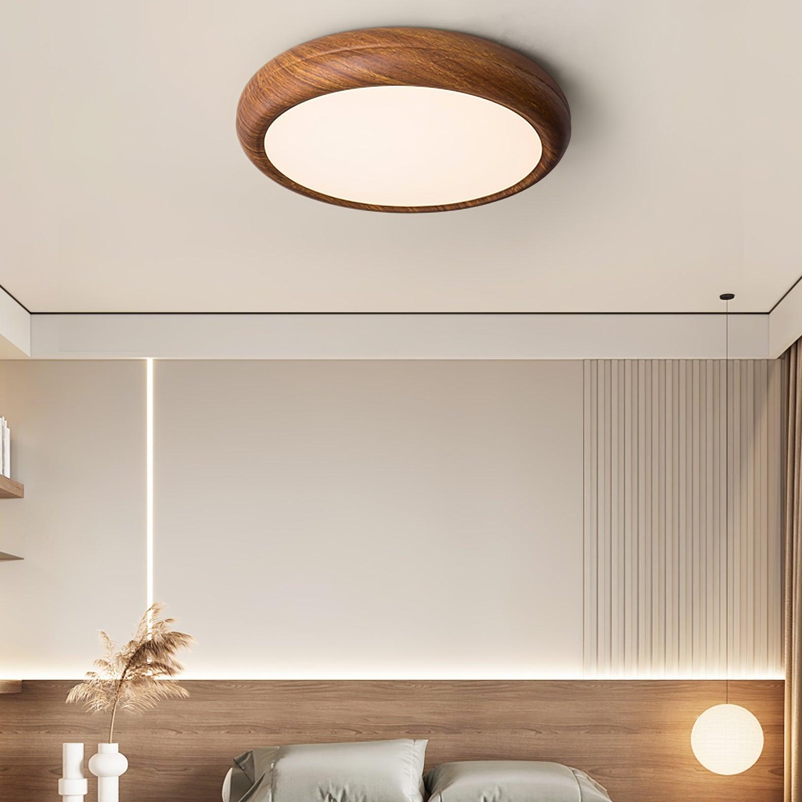 Grena Wood Grain Round Ceiling Light - Neutral Decor