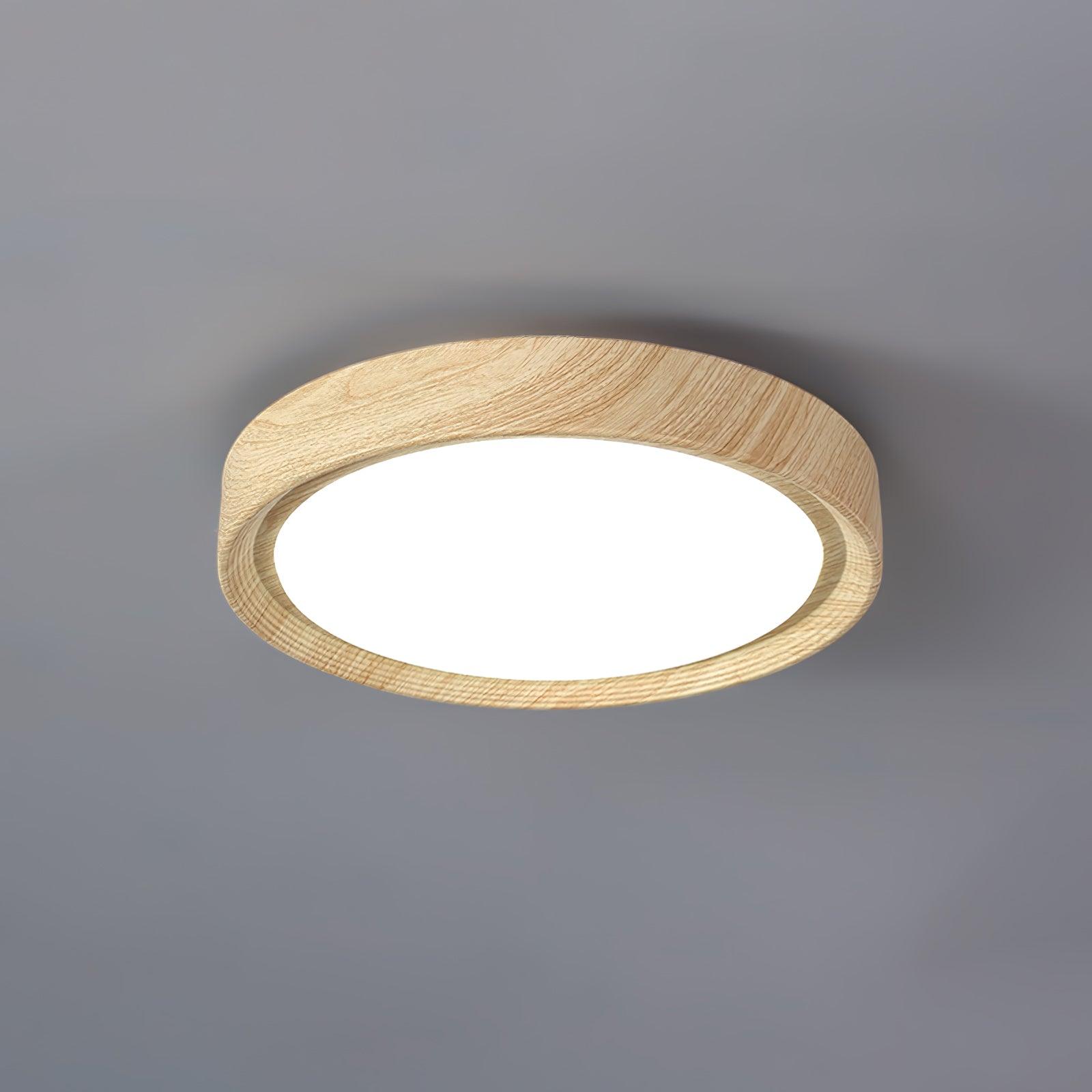 Grena Wood Grain Round Ceiling Light - Neutral Decor